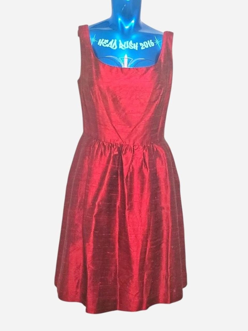 LulaKate Bridesmaid Classic Red Sleeveless Square-Neck Mini Dress
